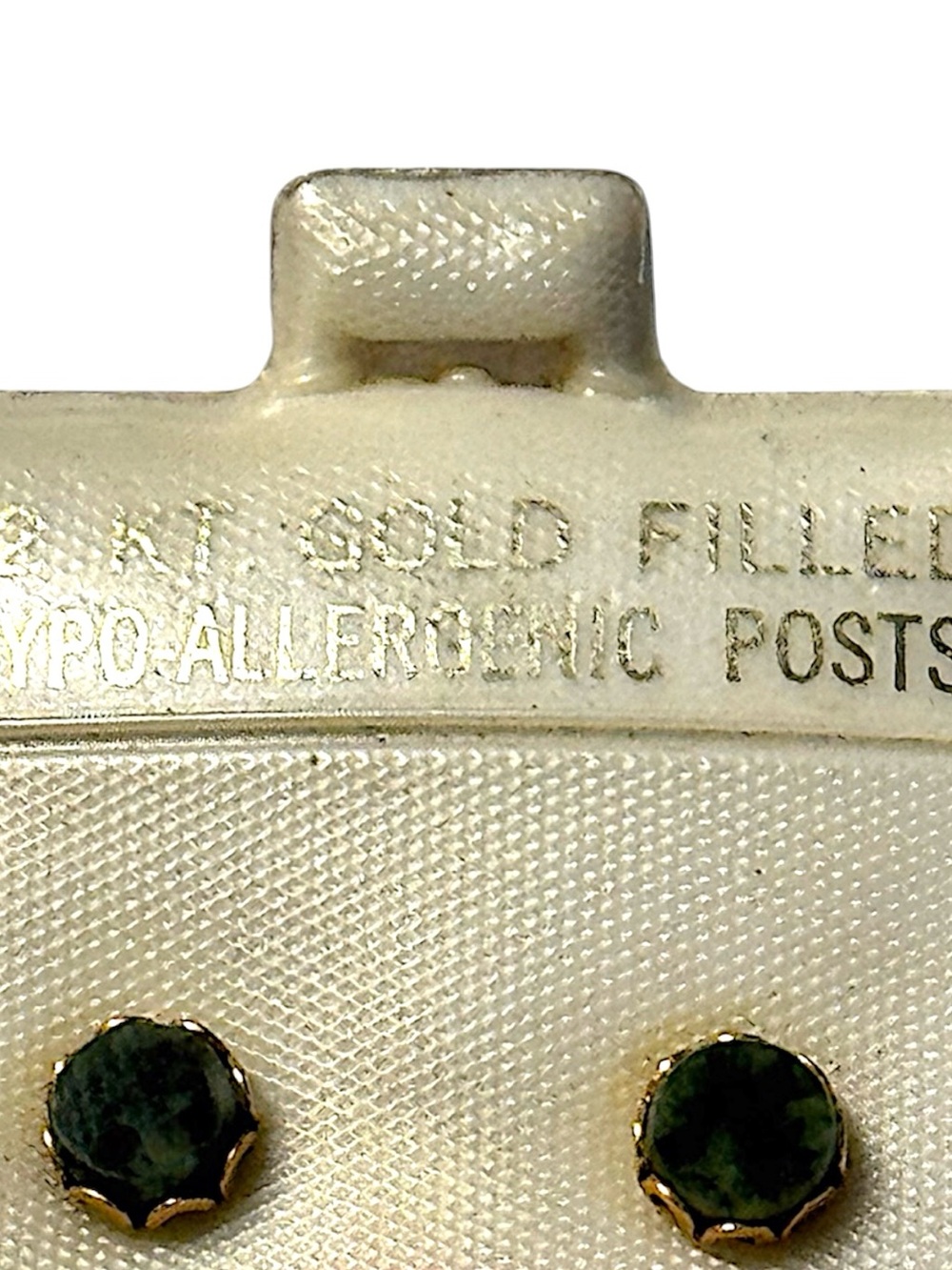 60’s R.L. Griffith & Sons Co. Nephrite Jade 12KT Gold Filled Stud Earrings NWT
